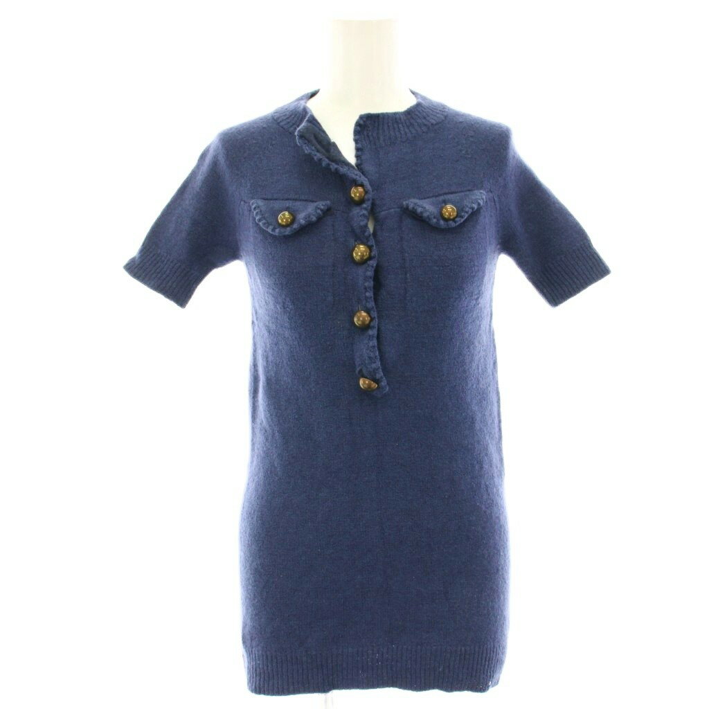 【中古】3.1 フィリップリム 3.1 phillip lim チュニック ニット ウール混 絹 シルク混 麻 リネン混 半袖 XS 紺 ネイビー F109-7380MSW /HN レディース 【ベクトル 古着】 250801