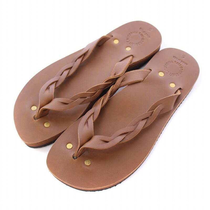 【中古】ミューズ ドゥーズィエム クラス MUSE de Deuxieme Classe GOOD GRIEF! トングサンダル フラット レザー 編み込み ねじり巻き 5 茶 ブラウン タグ付き /BB レディース 【ベクトル 古着】 250528