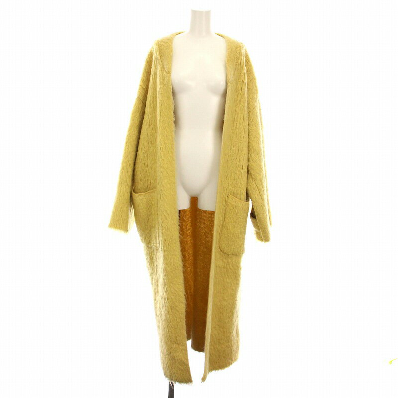【中古】エトレトウキョウ ETRE TOKYO モヘアロングカーディガン コート F 黄色 1221504031-0 /YM レディース 【ベクトル 古着】 250602