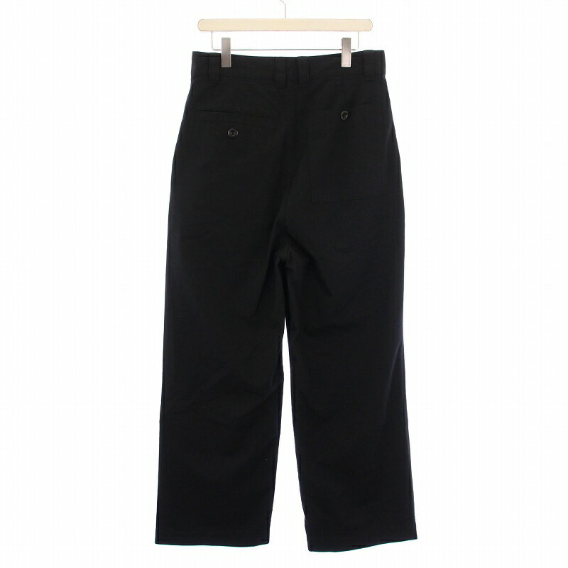【中古】マーガレットハウエル MHL. 24AW WOOL COTTON TWILL TROUSERS ウールコットンツイルトラウザーズ スラックス タック ジップフライ M 黒 ブラック 596-4240514 /BB メンズ 【ベクトル 古着】 250603