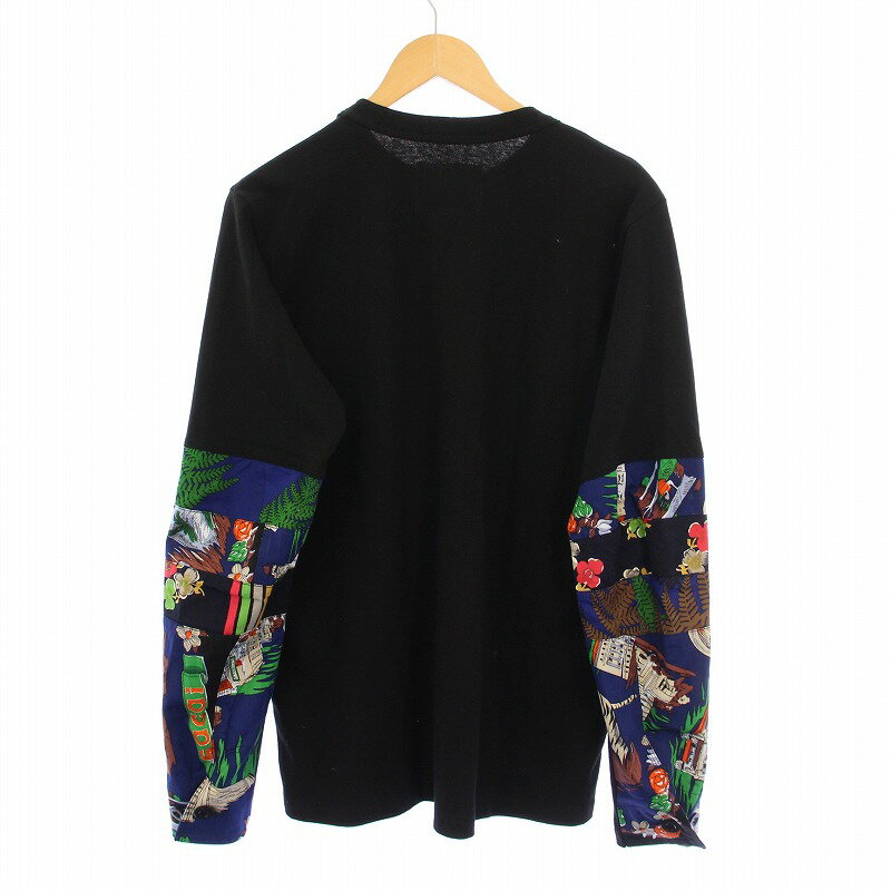 【中古】サカイ sacai ARCHIVE PRINT MIX LONG SLEEVE T SHIRT アクティブプリントミックスロングスリーブ Tシャツ ロンT 長袖 クルーネック 切替 2 黒 ブラック 21-02476M /BB レディース 【ベクトル 古着】 250603