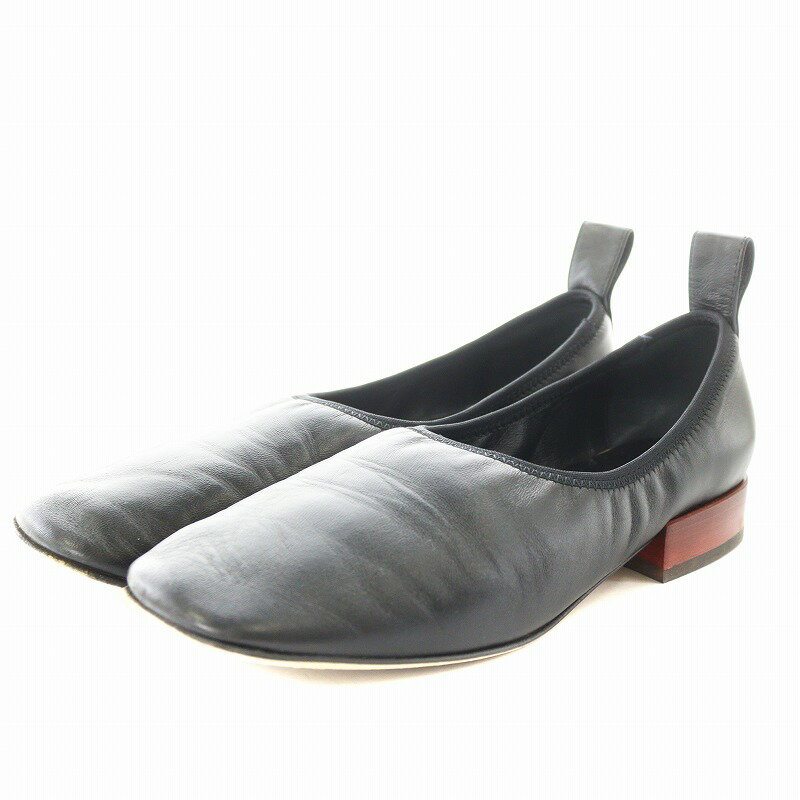 【中古】ロエベ LOEWE ソフトバレリーナ パンプス ヒール スクエアトゥ レザー 36 黒 ブラック /AN4 レディース 【ベクトル 古着】 250609