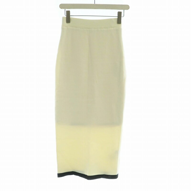 【中古】未使用品 シソラス SYSORUS タグ付き タイトスカート マキシ ロング ニット 1 白 ホワイト 黒 ..