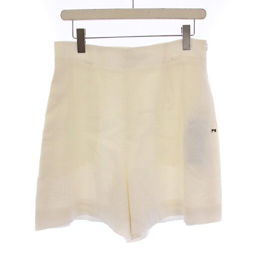【中古】フォクシー FOXEY Linen Short リネンショートパンツ ハーフパンツ ロゴ 42 白 ホワイト 39736-SPFZ03K /BB レディース 【ベクトル 古着】 250605 【中古】フォクシー FOXEY Linen Short リネンショートパンツ ハーフパンツ ロゴ 42 白 ホワイト 39736-SPFZ03K /BB レディース 【ベクトル 古着】 250605