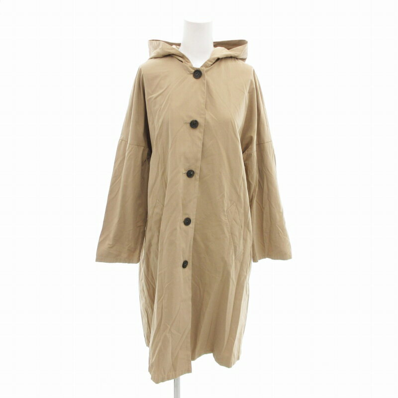 【中古】ナノベース nano BASE スプリングコート フード ロング丈 36 ベージュ /HO レディース 【ベク..