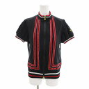 【中古】キャロウェイ CALLAWAY 美品 トラックジャケット ジャージ ゴルフウェア ストライプ 半袖 S 黒 赤 ブラック レッド /HO レディース 【...