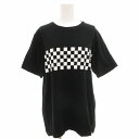 【中古】サイコバニー Psycho Bunny Tシャツ カットソー 半袖 クルーネック フラッグチェック柄 L 黒 ブラック 白 ホワイト /GV レディース...