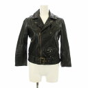 【中古】ビューティフルピープル beautiful people ライダースジャケット ダブル レザージャケット 羊革 七分袖 ジップアップ 130 黒 ブラック 1030402401 /KU レディース 【ベクトル 古着】 250612