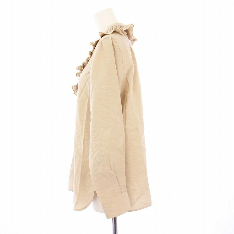 【中古】マックスマーラ MAX MARA ブラウス プルオーバー 長袖 フリル プリーツ シルク J36 ベージュ 111609296 /KH レディース 【ベクトル 古着】 250609