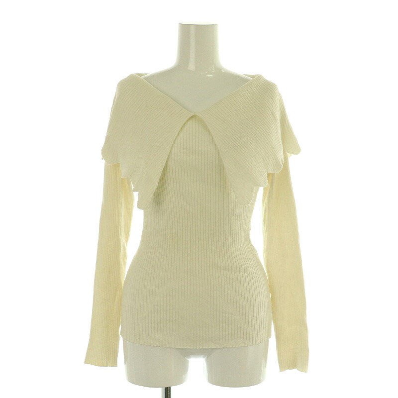 【中古】セルフォード CELFORD 22SS スカラップカラーリブニット カットソー 長袖 36 ホワイト /MY ■OS レディース 【ベクトル 古着】 250708