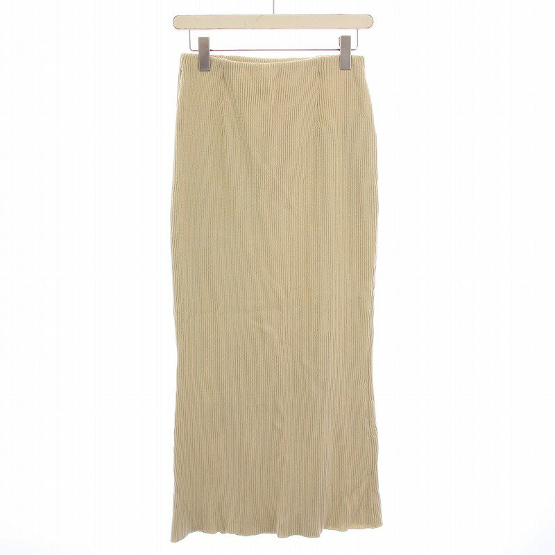 【中古】ラウンジドレス ガリャルダガランテ Loungedress GALLARDAGALANTE 24SS ニットセミフレアスカート タイト イージー マキシ ロング ウエストゴム ストレッチ リブ F ベージュ LDZ1041101A0002 /BB レディース 【ベクトル 古着】 250630