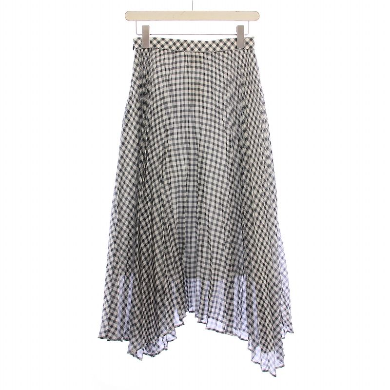【中古】ルシェルブルー LE CIEL BLEU Sheer Gingaham Pleated Skirt シアーギンガムプリーツスカート フレア マキシ ロング チェック柄 36 黒 ブラック 白 ホワイト 21A67102 /BB レディース 【ベクトル 古着】 250630