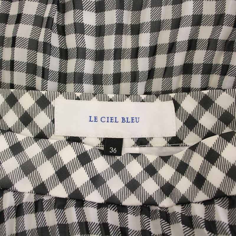 【中古】ルシェルブルー LE CIEL BLEU Sheer Gingaham Pleated Skirt シアーギンガムプリーツスカート フレア マキシ ロング チェック柄 36 黒 ブラック 白 ホワイト 21A67102 /BB レディース 【ベクトル 古着】 250630