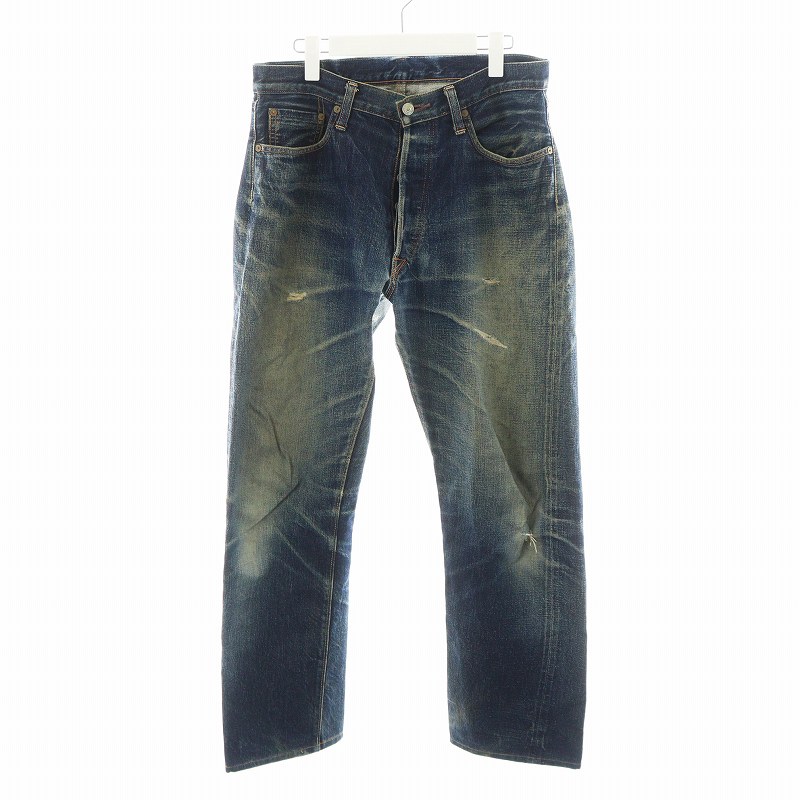 【中古】ドゥニーム DENIME デニムパンツ ジーンズ ジーパン ボタンフライ ダメージ加工 33 インディゴ /AN12 メンズ 【ベクトル 古着】 250612
