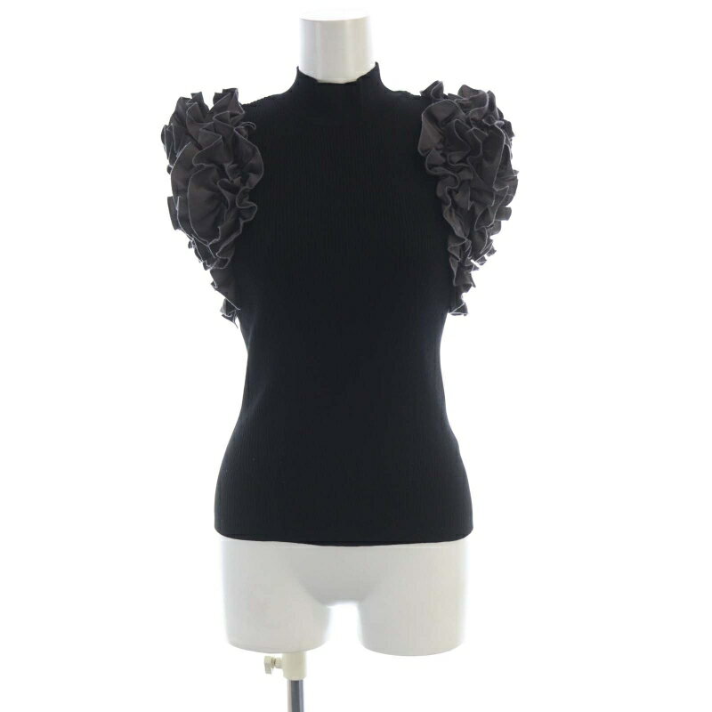 【中古】マイストラーダ Mystrada 23SS ニット セーター ノースリーブ フリル 38 グレー 黒 ブラック 33157871 /RO レディース 【ベクトル 古着】 250617