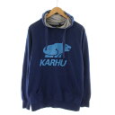 【中古】カルフ KARHU プルオーバーパーカー 長袖 ロゴ フーディー プリント XS ブルー /NQ レディース 【ベクトル 古着】 250619