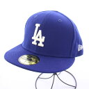 【中古】ニューエラ NEW ERA ドジャース キャップ ワールドシリーズ2024 優勝記念パッチ付き 59FIFTY 野球帽 帽子 6パネル LAロゴ ワッペ...