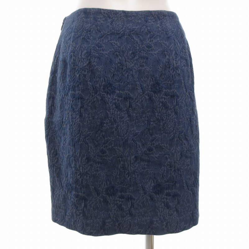 【中古】アナイ ANAYI 美品 タイトスカート ひざ丈 総柄 刺繍 36 S 青 ブルー /KR レディース 【ベクトル 古着】 250729