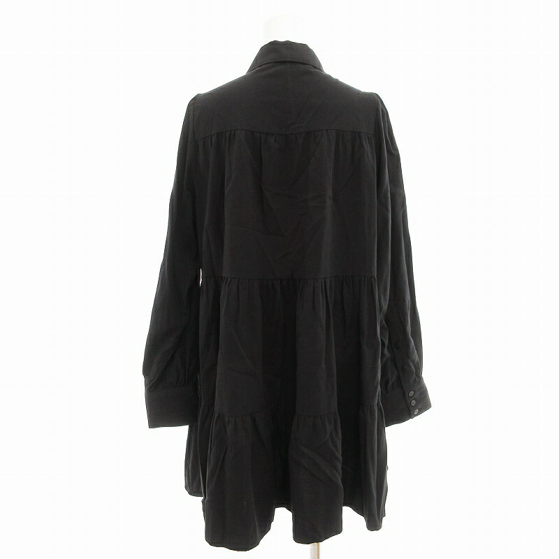 【中古】ザラ ZARA シャツワンピース ティアード Aライン 長袖 ミニ XS 黒 ブラック /AE レディース 【ベクトル 古着】 250722