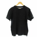 【中古】サカイ sacai Tシャツ 半袖 ボーダー柄 アシンメトリー アシメ 1 黒 ブラック ネイビー 19-1968M /OR メンズ 【ベクトル 古着】 250624