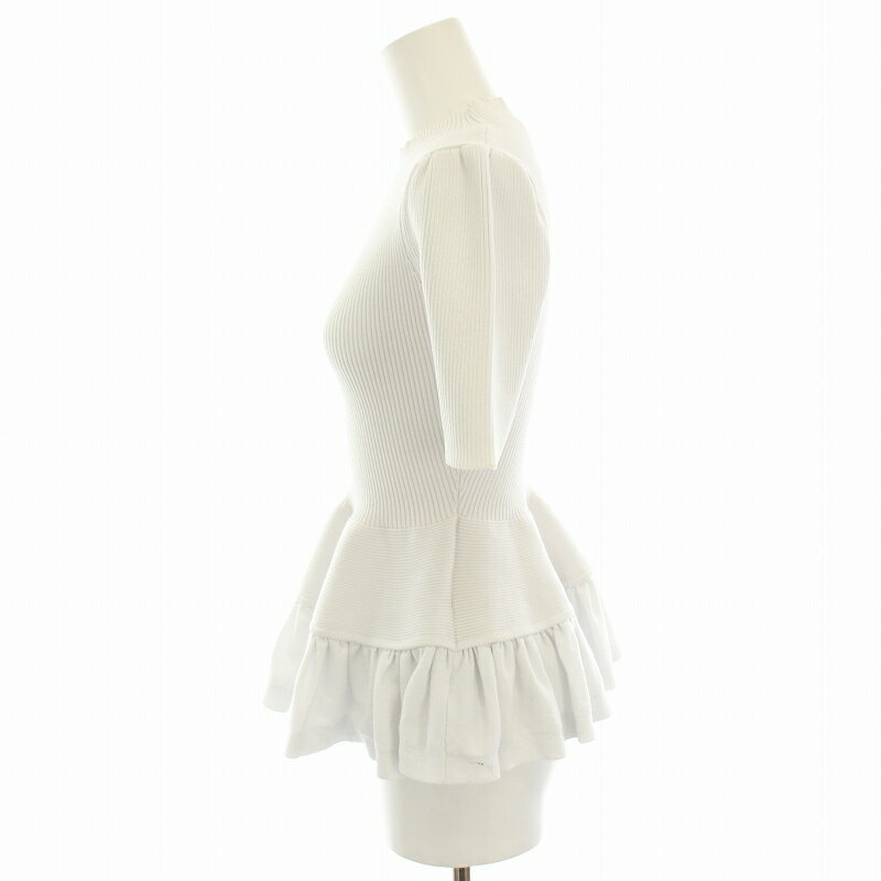 【中古】スナイデル SNIDEL 24SS ティアードペプラムリブニット カットソー ボトルネック 半袖 F オフホワイト SWNT242155 /HN レディース 【ベクトル 古着】 250702