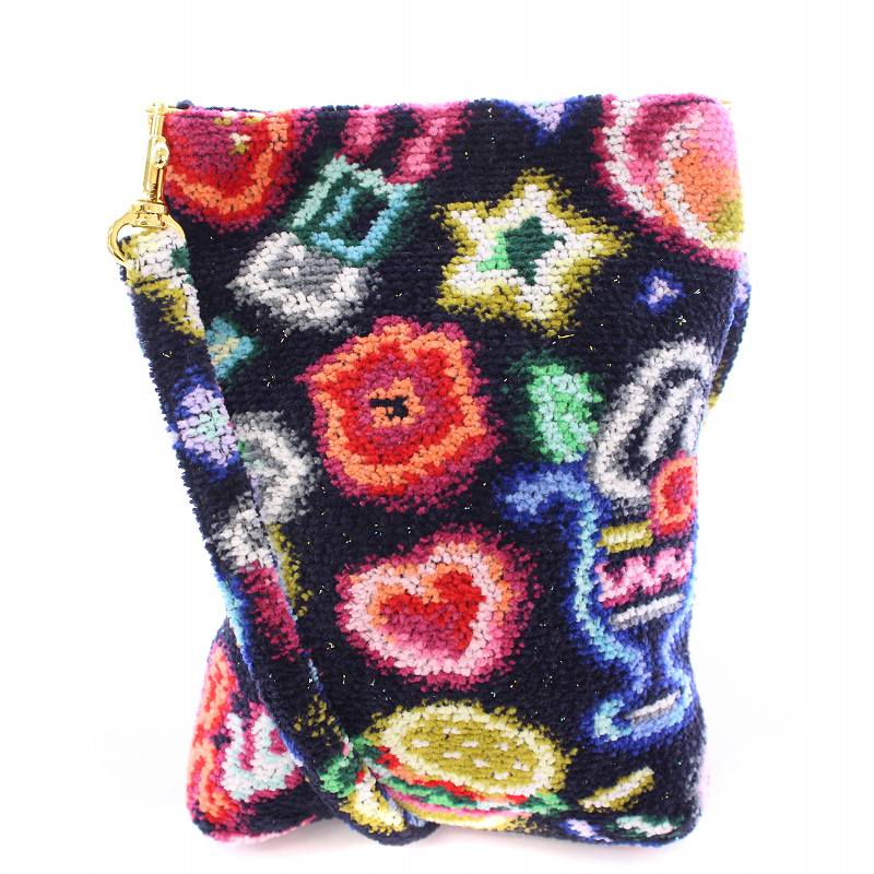 【中古】フェイラー FEILER LOVERARY ラブラリーネオン スマホショルダーバッグ 総柄 黒 ブラック マルチカラー /BB レディース 【ベクトル 古着】 250702のサムネイル