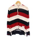 【中古】トムブラウン THOM BROWNE ラガーシャツ ポロシャツ 長袖 レギュラーカラー ハーフボタン ボーダー柄 マルチカラー /BB メンズ 【ベクトル 古着】 250703