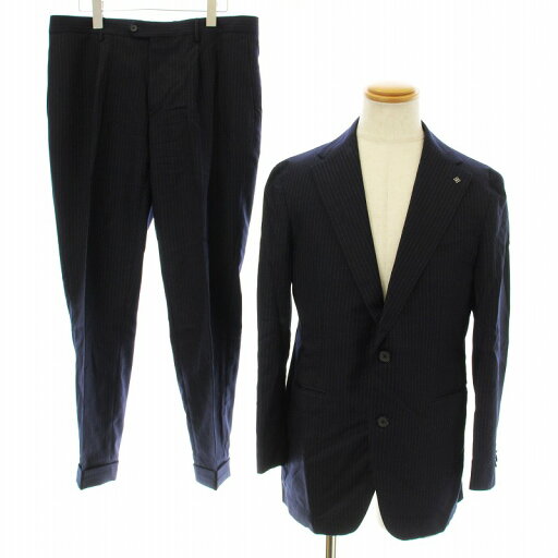 【中古】タリアトーレ TAGLIATORE SARTORIALE J シングルスーツ セットアップ 上下 テーラードジャケット パンツ ジップフライ ストライプ柄 ウール ラペルピン付き 50 紺 ネイビー 2CVJ22B11 /KU メンズ 【ベクトル 古着】 250709 【中古】タリアトーレ TAGLIATORE SARTORIALE J シングルスーツ セットアップ 上下 テーラードジャケット パンツ ジップフライ ストライプ柄 ウール ラペルピン付き 50 紺 ネイビー 2CVJ22B11 /KU メンズ 【ベクトル 古着】 250709