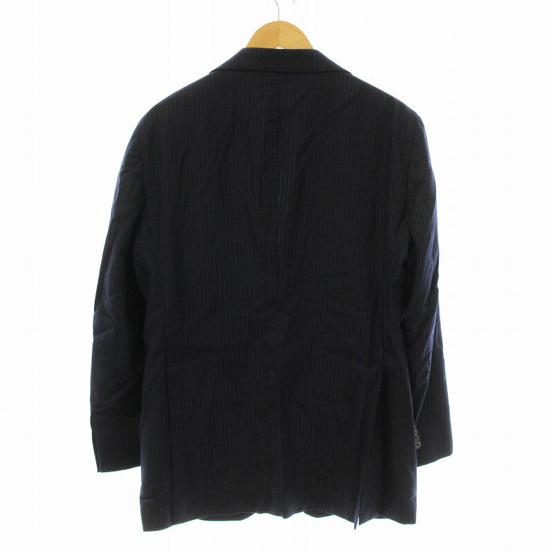 【中古】タリアトーレ TAGLIATORE SARTORIALE J シングルスーツ セットアップ 上下 テーラードジャケット パンツ ジップフライ ストライプ柄 ウール ラペルピン付き 50 紺 ネイビー 2CVJ22B11 /KU メンズ 【ベクトル 古着】 250709