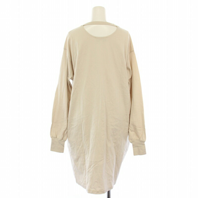 【中古】アメリカーナ AMERICANA ワンピース チュニック カットソー 長袖 ロゴ ベージュ /TK レディース 【ベクトル 古着】 250707