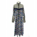 【中古】エックスガール x-girl GRANDMA FRL TRACK DR ワンピース ハーフジップ ロング マキシ 花柄 ナイロン切替 2 グレー 紺 ネ...