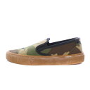 【中古】サンローラン パリ SAINT LAURENT PARIS スリッポン ローカットシューズ 厚底 キャンバス カモフラ 迷彩柄 40.5 カーキ /BB メンズ 【ベクトル 古着】 250710