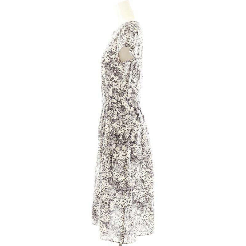 【中古】アマカ AMACA ワンピース ロング 花柄 半袖 38 グレー 白 /MI レディース 【ベクトル 古着】 250724