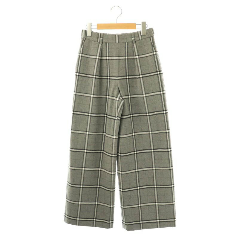 【中古】自由区 オンワード樫山 ストレートパンツ イージー チェック 36 グレー /AT レディース 【ベクトル 古着】 250724