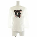 【中古】エムズグレイシー M'S GRACY 22年 Tシャツ カットソー 長袖 プリント パンプス柄 リボン コットン 40 白 ホワイト YB-215501 /AN14 レディース 【ベクトル 古着】 250711