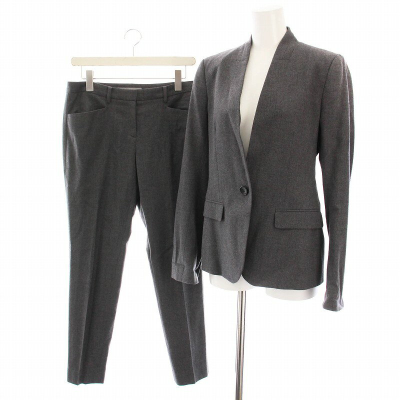 【中古】セオリーリュクス theory luxe SAXONY. SOFT MELO MALIAN スーツ セットアップ 上下 ノーカラージャケット パンツ 36 40 グレー /YM レディース 【ベクトル 古着】 250718