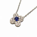 【中古】ヴァンクリーフ&アーペル Van Cleef & Arpels トレフルネックレス ペンダント ダイヤモンド 0.32ct サファイア 0.30ct 750 K18WG ホワイトゴールド /KH レディース 【ベクトル 古着】 250715