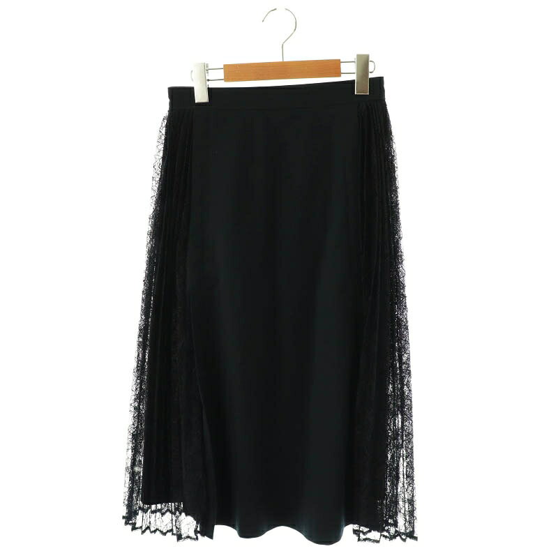 【中古】ジルスチュアート JILL STUART スカート ロング フレア レース 切替 2 紺 /NR ■OS レディース 【ベクトル 古着】 250730