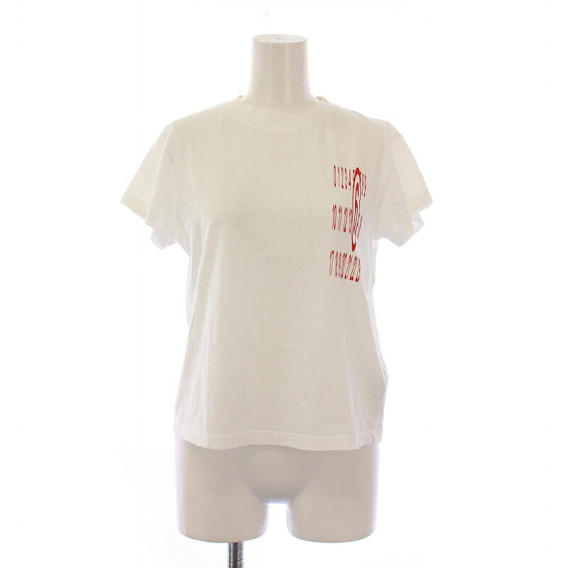 【中古】エムエムシックス メゾンマルジェラ MM6 Maison Margiela 24SS ロゴショートスリーブTシャツ カットソー 半袖 クルーネック ナンバー プリント ストレッチ XS 白 ホワイト S62GD0185 /BB レディース 【ベクトル 古着】 250804