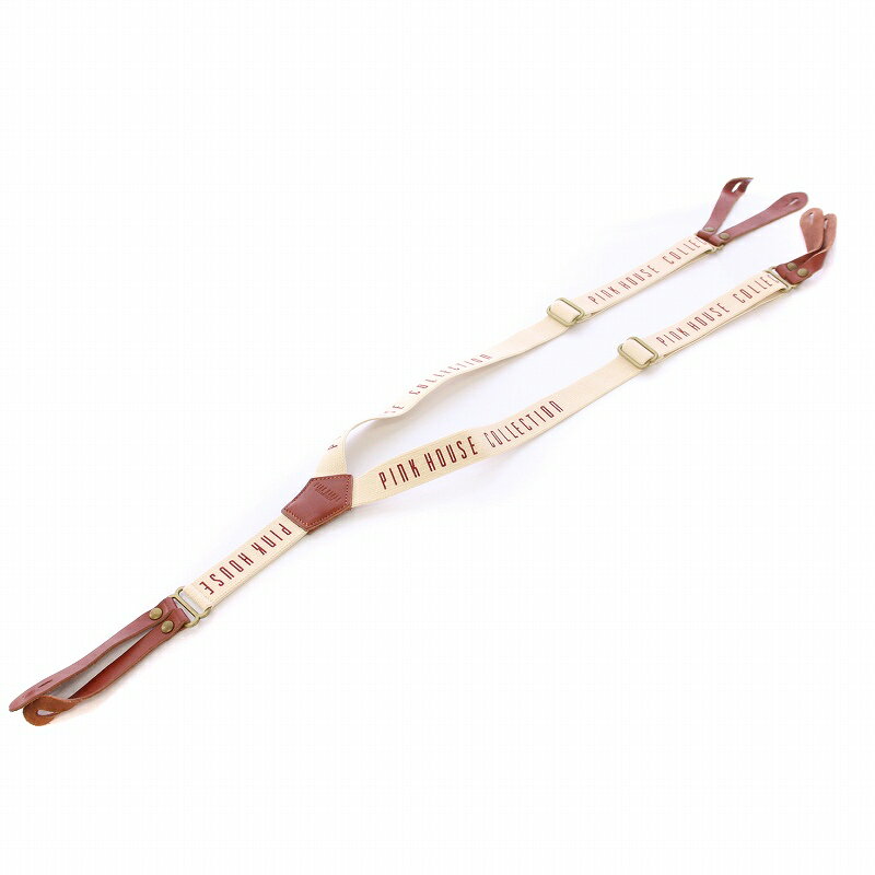 【中古】ピンクハウス PINK HOUSE サスペンダー レザー 切替 ロゴ バイカラー ベージュ 茶 ブラウン /BB レディース 【ベクトル 古着】 250723