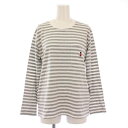 【中古】未使用品 マッキントッシュフィロソフィー MACKINTOSH PHILOSOPHY Buckingham Bear Tシャツ ロンT カットソー 長袖 クルーネック ストレッチ 刺繍 ボーダー柄 38 グレー 白 ホワイト タグ付き /BB レディース 【ベクトル 古着】 250724