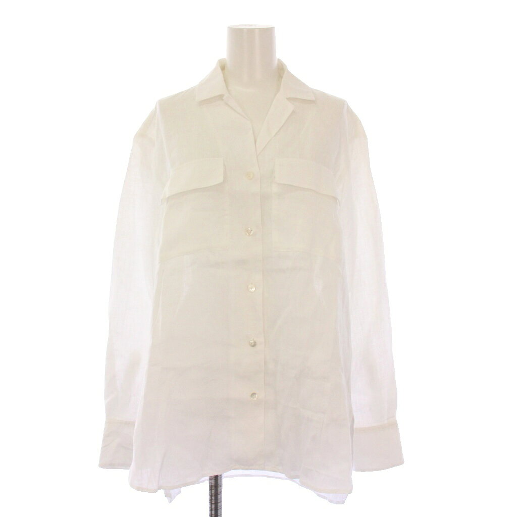 無袖 - 【中古】セオリー Theory 23SS RELAXED LINEN NOTCH SHIRT リラックスリネンノッチシャツ ブラウス オープンカラー 長袖 無地 S 白 ホワイト /BB レディース 【ベクトル 古着】 250728
