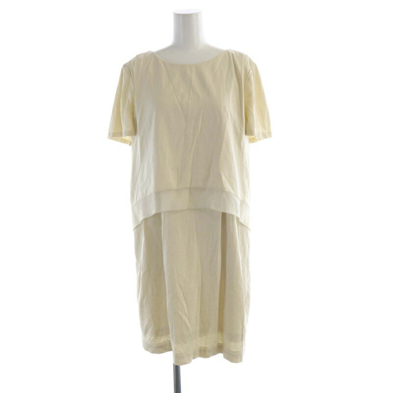 【中古】自由区 オンワード樫山 ワンピース ひざ丈 半袖 38 ベージュ OPWMYM0407 /RO レディース 【ベクトル 古着】 250729