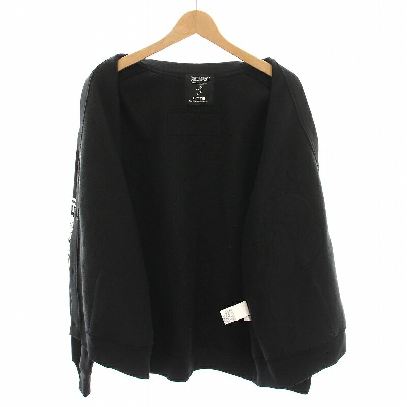 【中古】サイト s'yte PEANUTS ヨウジヤマモト 23AW レターカーディガン スウェット Vネック 裏起毛 黒 UU-T24-045 /YM メンズ 【ベクトル 古着】 250729