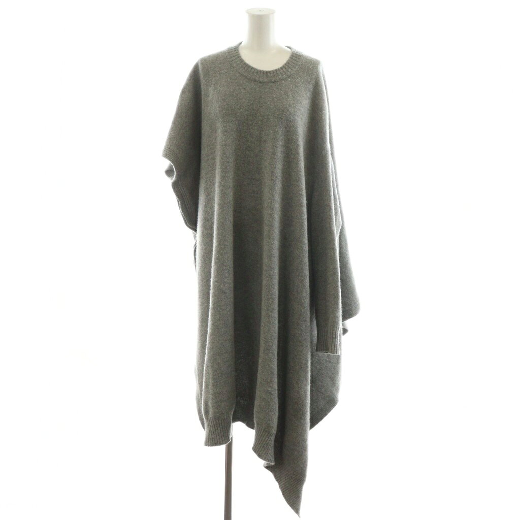 【中古】メゾンマルジェラ 1 Maison Margiela 1 19AW CREWNECK WOOL PONCHO ニット ロング丈 アシンメトリー 変形 ウール XS グレー S51HA0945 /AN52 レディース 【ベクトル 古着】 250808