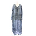 【中古】パドカレ pas de calais 24SS コットンボイルプリントワンピース 長袖 ロング シアー 36 グレー 4368-620 /KH レディー...