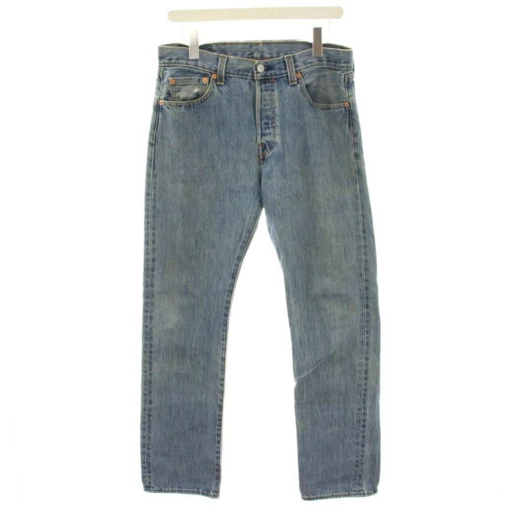 【中古】リーバイス Levi's 501 Medium Stonewash ミディアムストーンウォッシュストレート デニムパンツ ジーンズ カットオフ W30 L32 水色 ライトブルー PC9-00501-0193 /HN メンズ 【ベクトル 古着】 250807