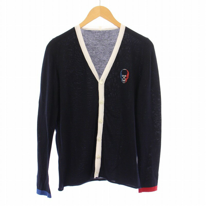 【中古】ルシアンペラフィネ LUCIEN PELLAT-FINET ニットカーディガン 長袖 Vネック トリコロール ライ..