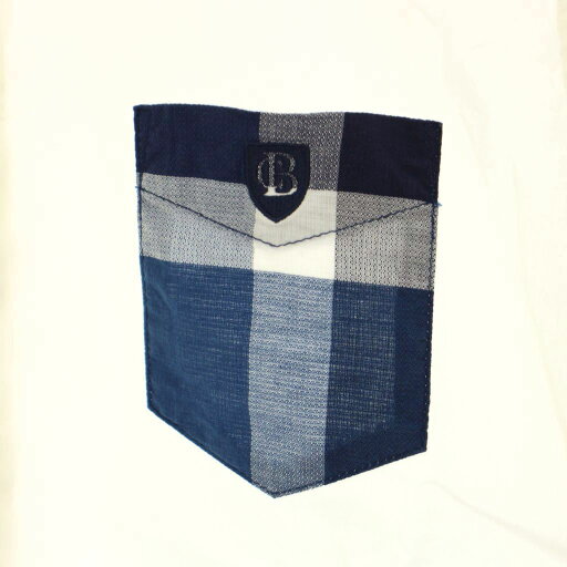 【中古】ブラックレーベルクレストブリッジ BLACK LABEL CRESTBRIDGE シャツ 半袖 胸ポケットチェック柄 ロゴ刺繍 M 白 ホワイト 紺 ネイビー 51M17-517-02 /YT ■JS メンズ 【ベクトル 古着】 250808