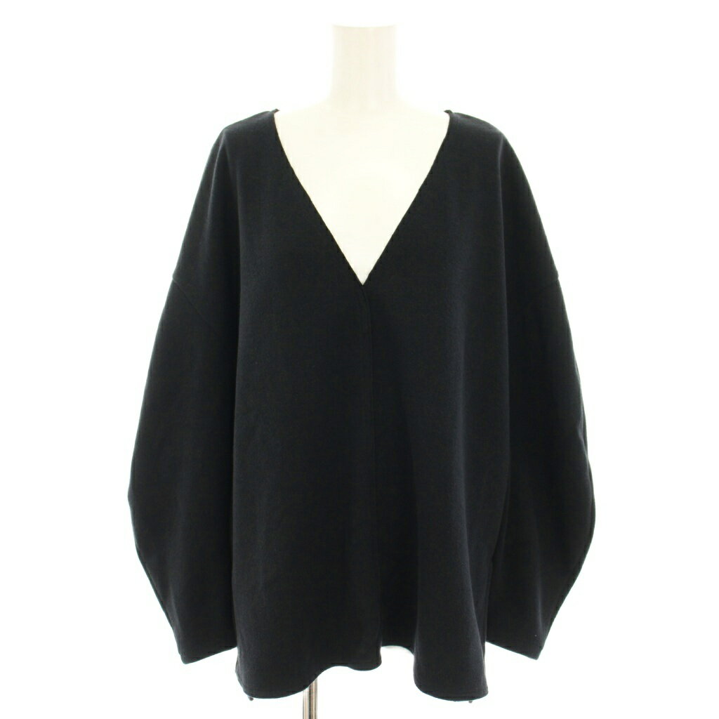 【中古】フレームワーク Framework 22SS セットアップ 上下 ブークレープルオーバー2 カットソー Vネック 長袖 イージーパンツ ジップフライ 38 黒 ブラック /YT レディース 【ベクトル 古着】 250807